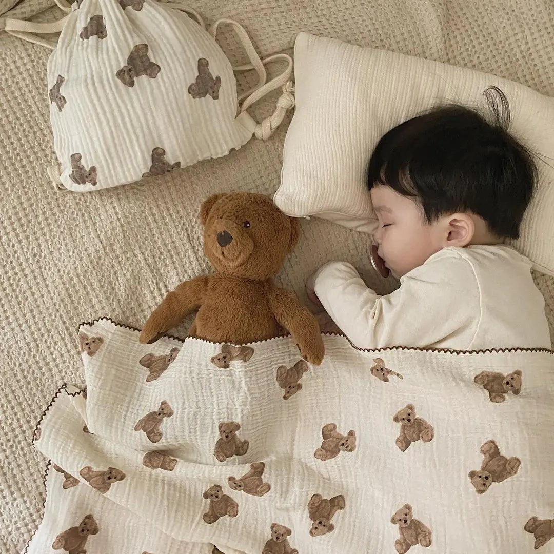 Korean Spring 2021 Kids Double Layer Bear Blanket